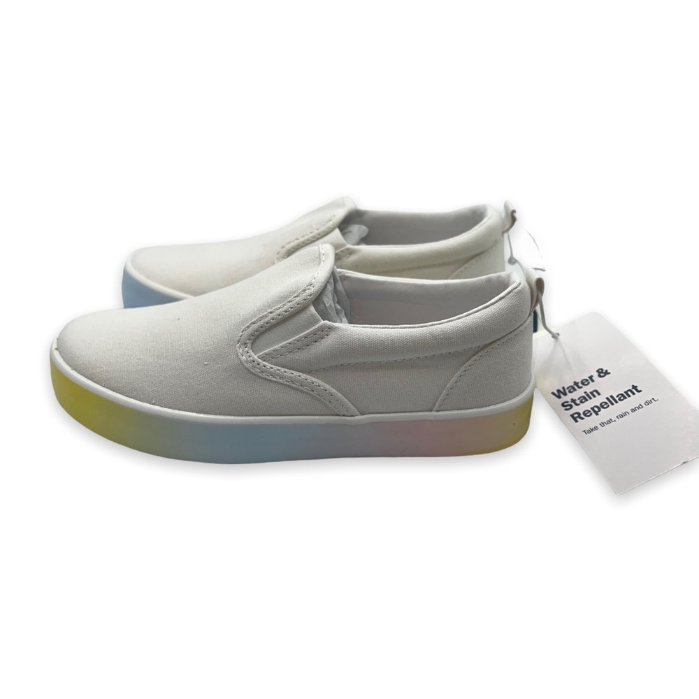 NEW Old Navy Girls Canvas Slip On Shoes Rainbow Ombre Water/Stain Repellant sz13